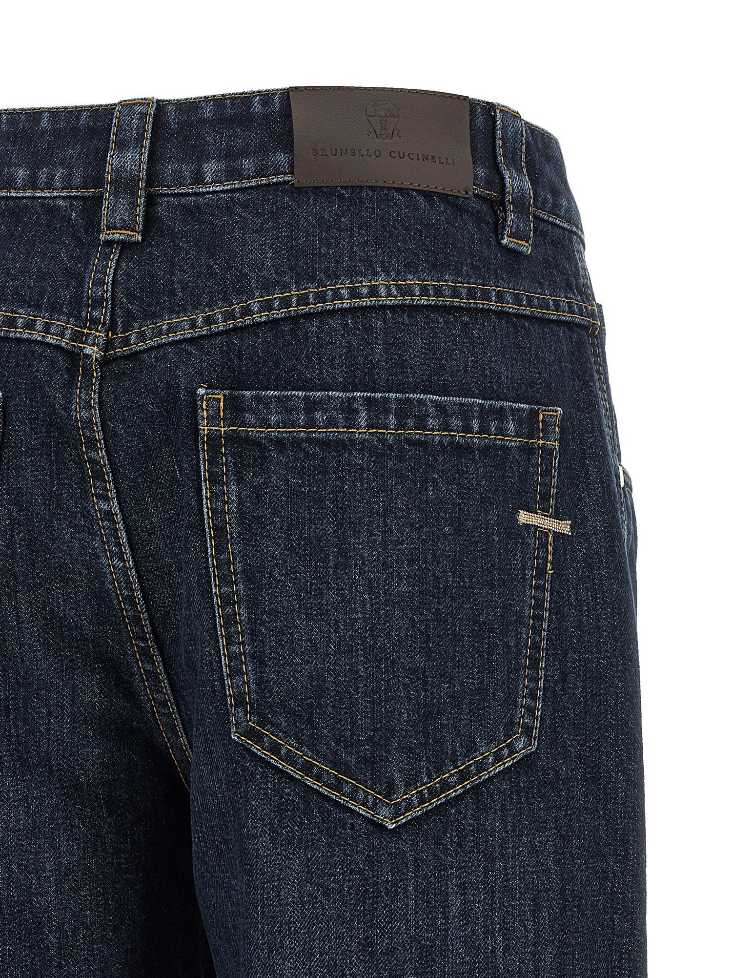 Brunello Cucinelli Shiny Bartack Jeans Blue