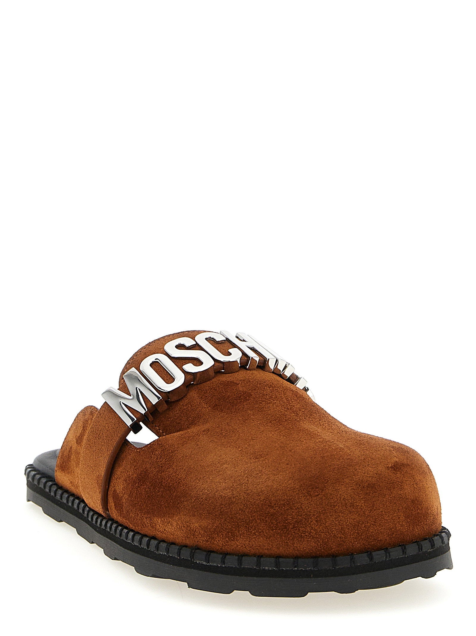 Moschino Suede Sabots Brown