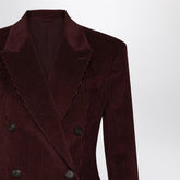 Brunello Cucinelli Bordeaux Velvet Double-Breasted Corduroy Jacket Red