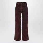 Brunello Cucinelli Wide-Leg Bordeaux Velvet Trousers Red