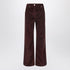 Brunello Cucinelli Wide-Leg Bordeaux Velvet Trousers Red