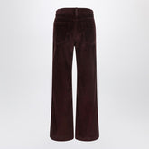 Brunello Cucinelli Wide-Leg Bordeaux Velvet Trousers Red