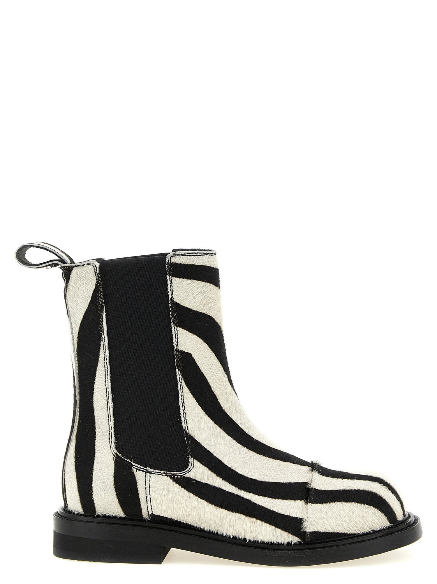 Moschino Zebra Pony Ankle Boots White/black