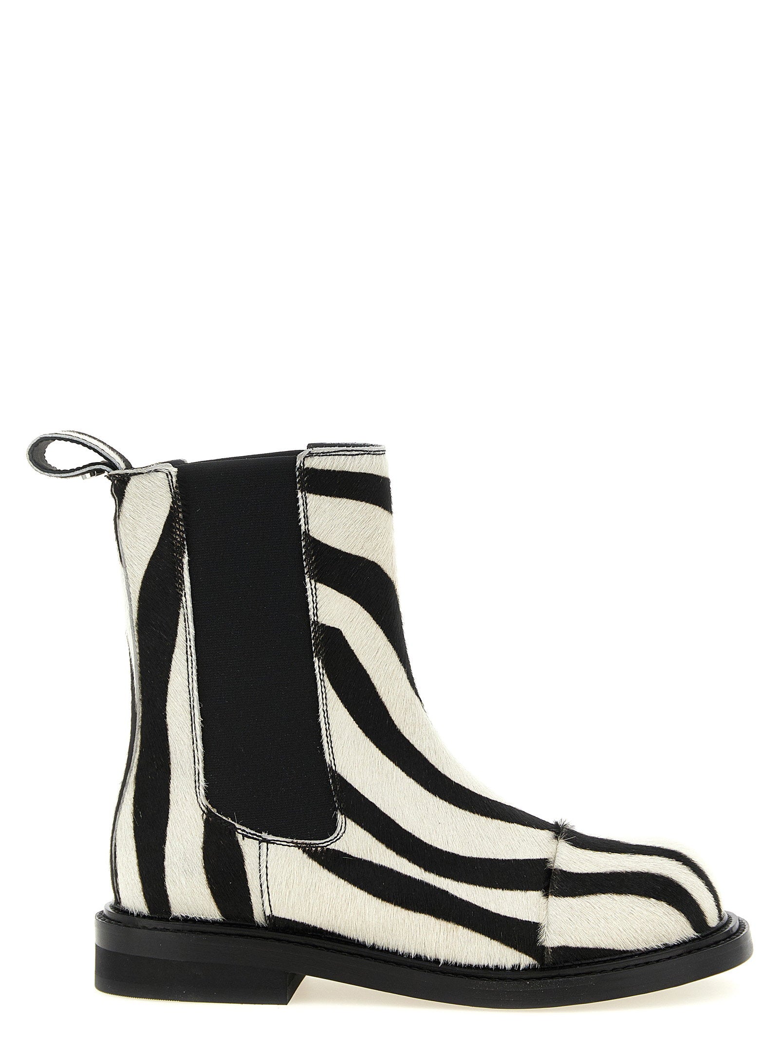 Moschino Zebra Pony Ankle Boots White/black