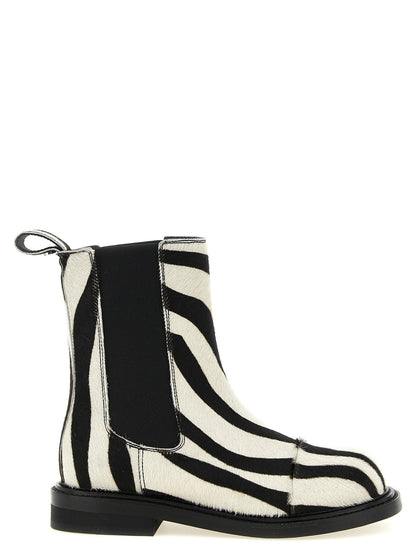 Moschino Zebra Pony Ankle Boots White/black