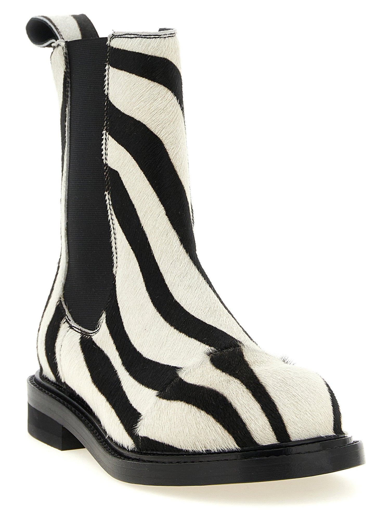 Moschino Zebra Pony Ankle Boots White/black