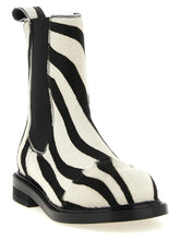 Moschino Zebra Pony Ankle Boots White/black