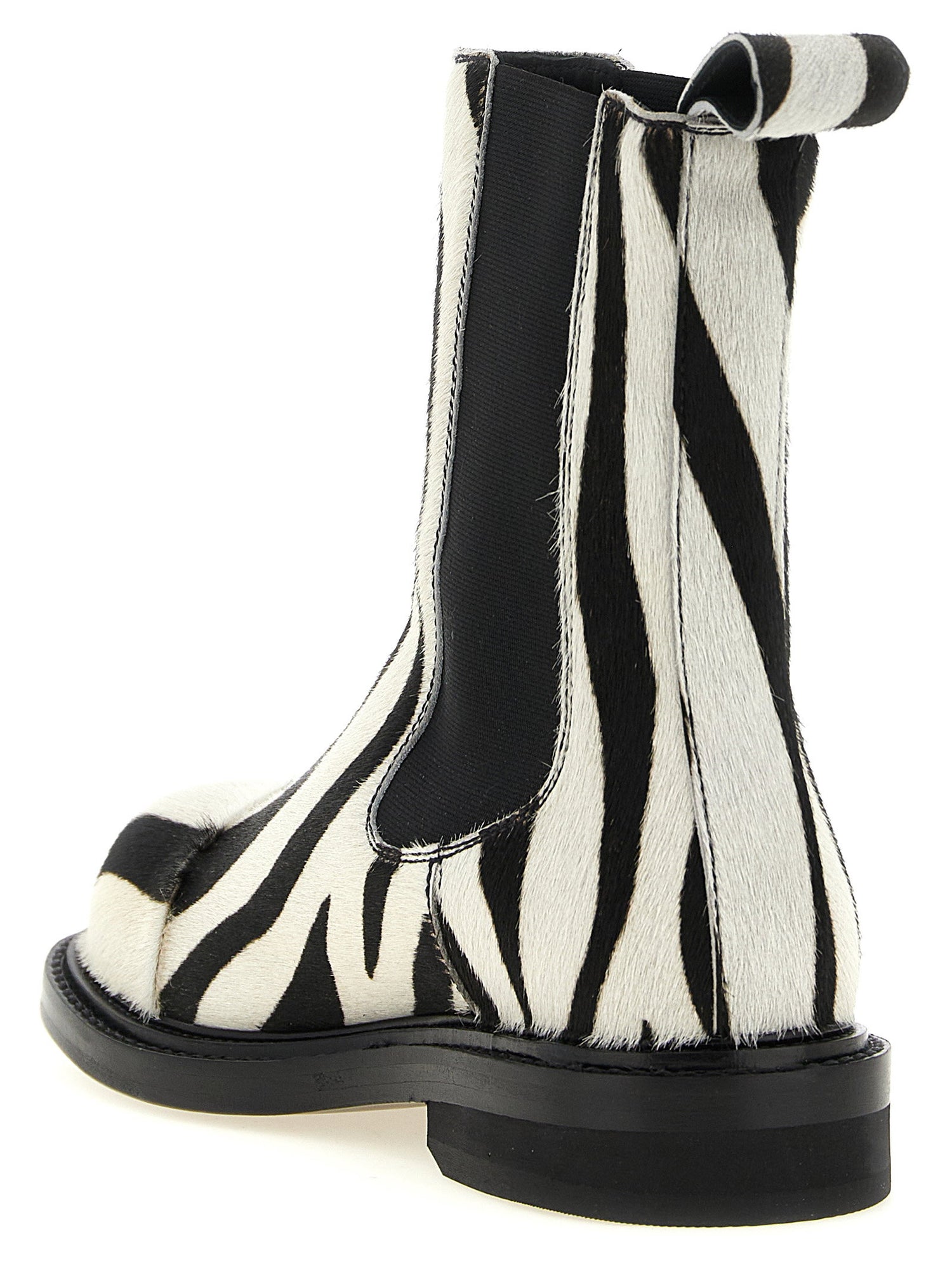 Moschino Zebra Pony Ankle Boots White/black