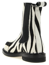 Moschino Zebra Pony Ankle Boots White/black