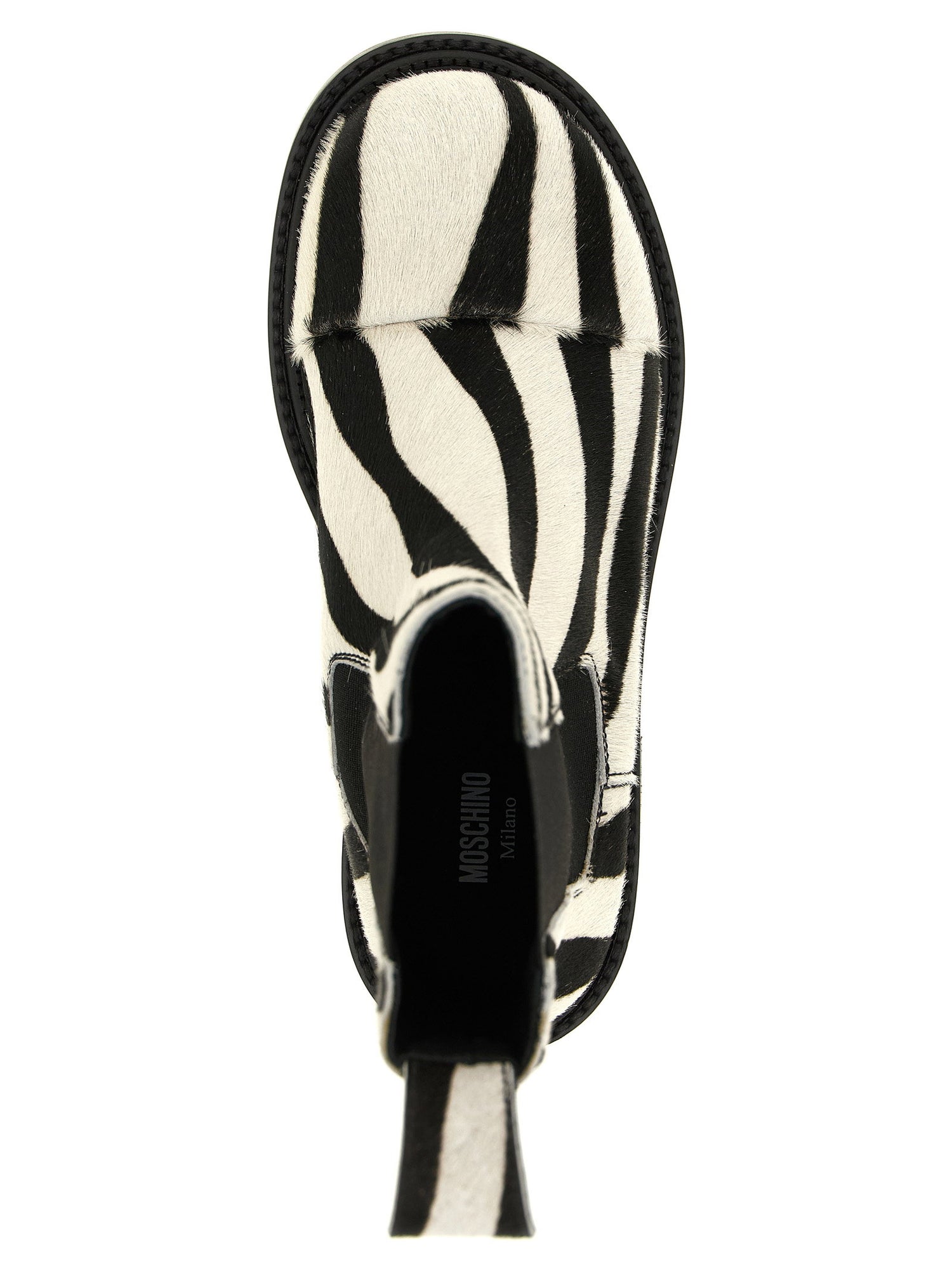 Moschino Zebra Pony Ankle Boots White/black