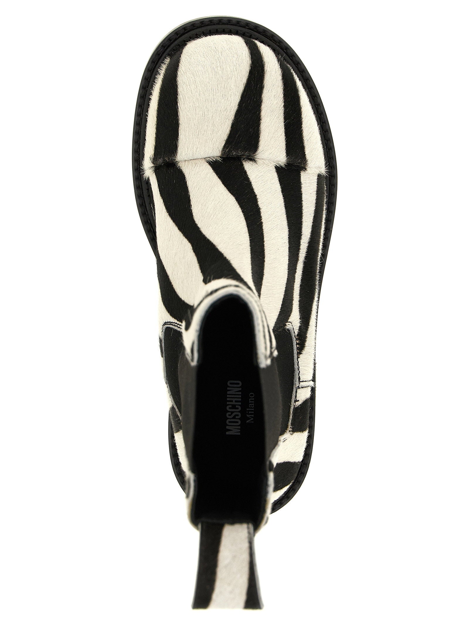 Moschino Zebra Pony Ankle Boots White/black