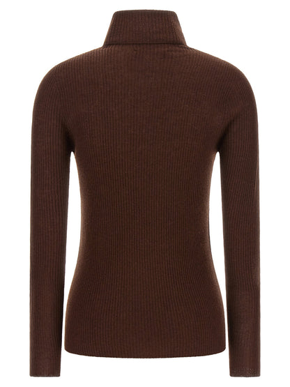 Fabiana Filippi Ribbed Turtleneck Sweater Brown