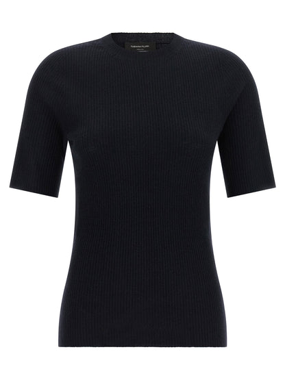 Fabiana Filippi Ribbed Knit T-shirt Blue