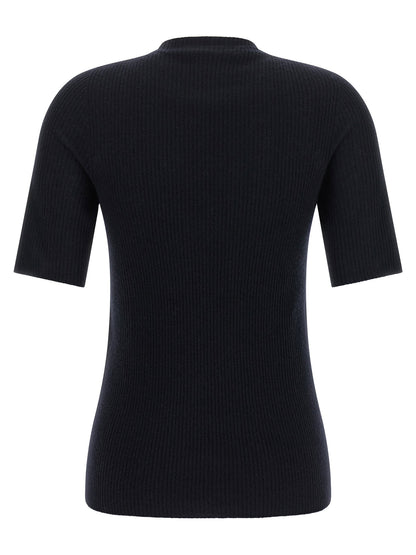 Fabiana Filippi Ribbed Knit T-shirt Blue