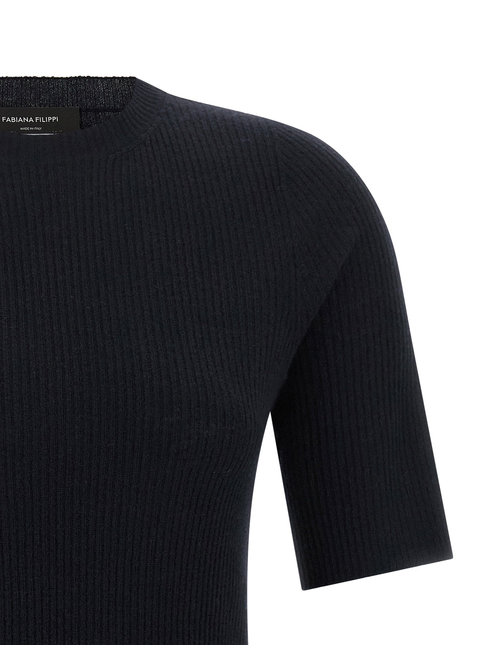 Fabiana Filippi Ribbed Knit T-shirt Blue