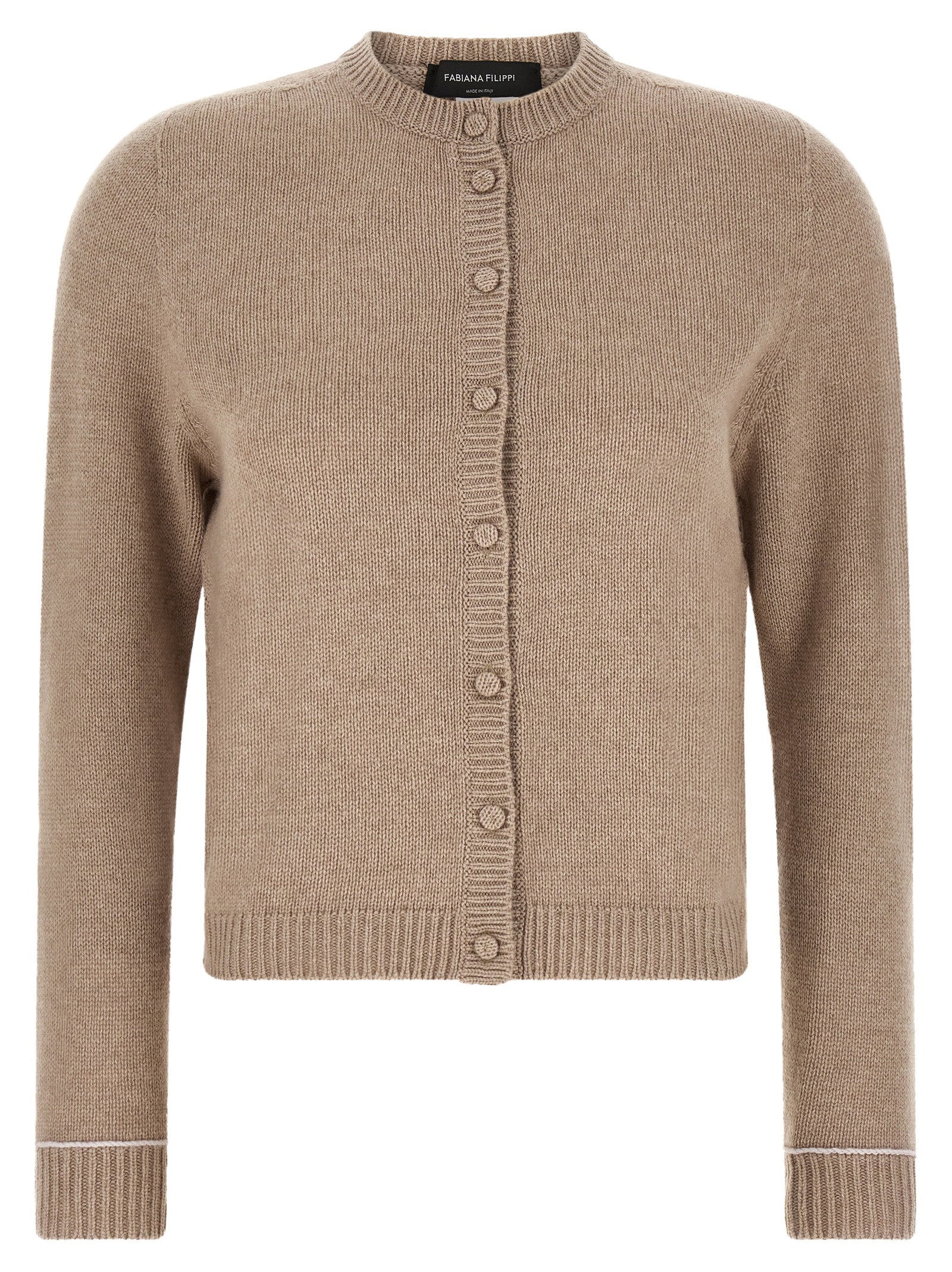 Fabiana Filippi Covered Buttons Cardigan Beige