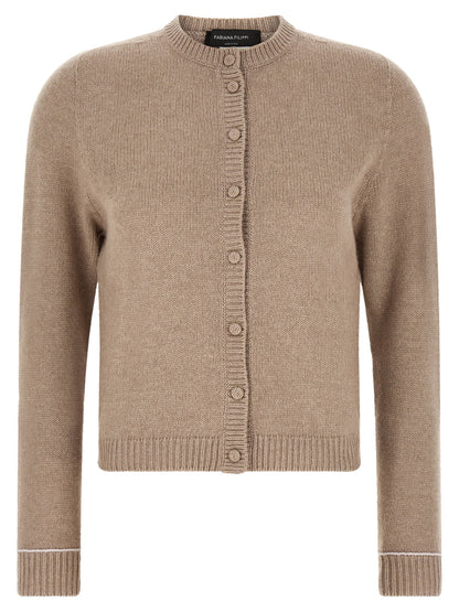 Fabiana Filippi Covered Buttons Cardigan Beige