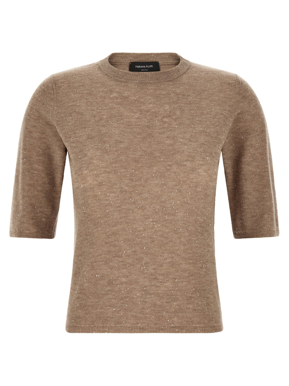 Fabiana Filippi Micro Sequin T-shirt Beige