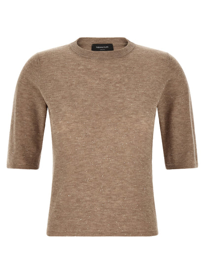 Fabiana Filippi Micro Sequin T-shirt Beige