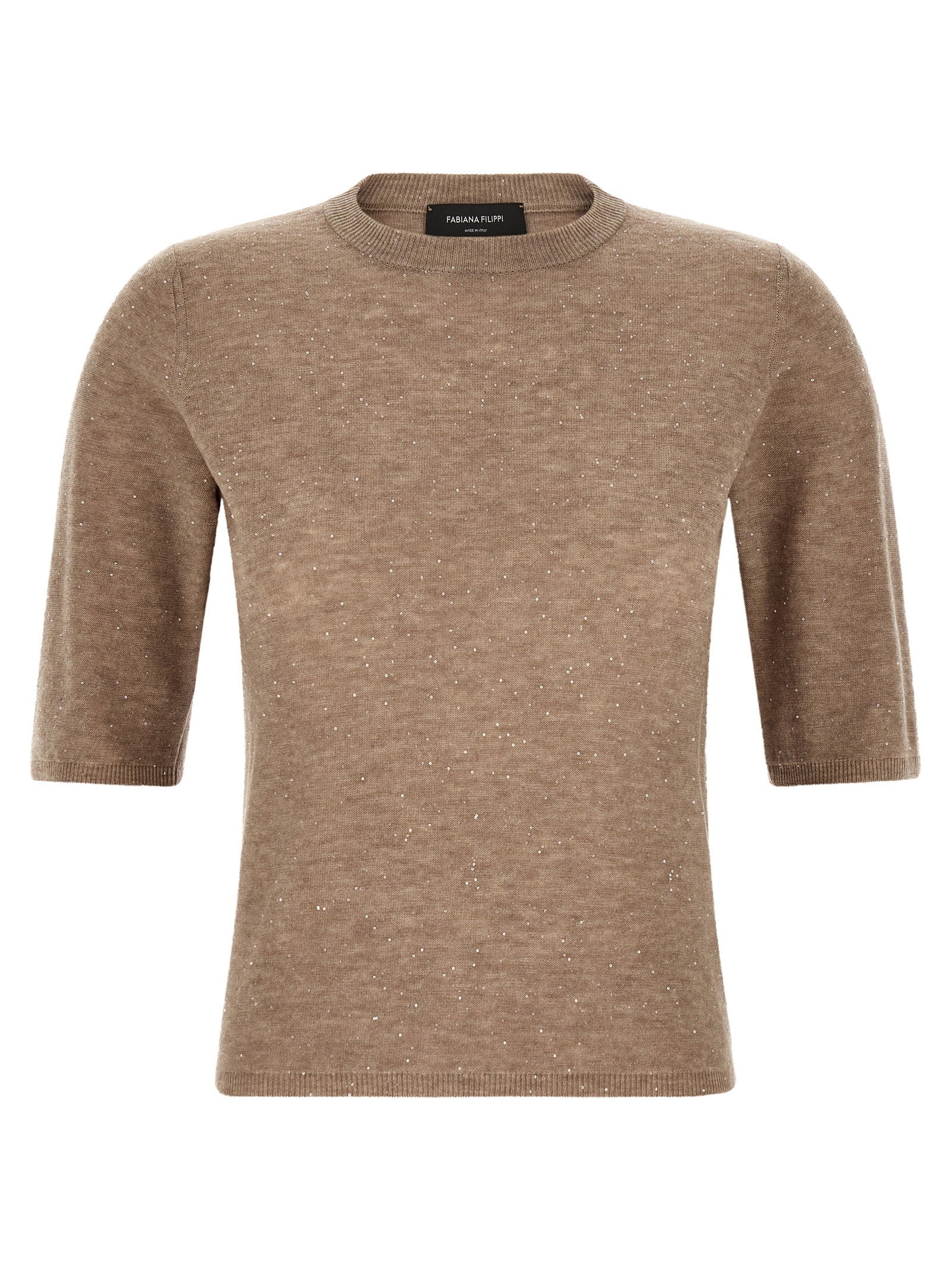 Fabiana Filippi Micro Sequin T-shirt Beige