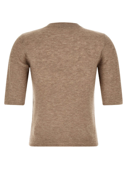 Fabiana Filippi Micro Sequin T-shirt Beige