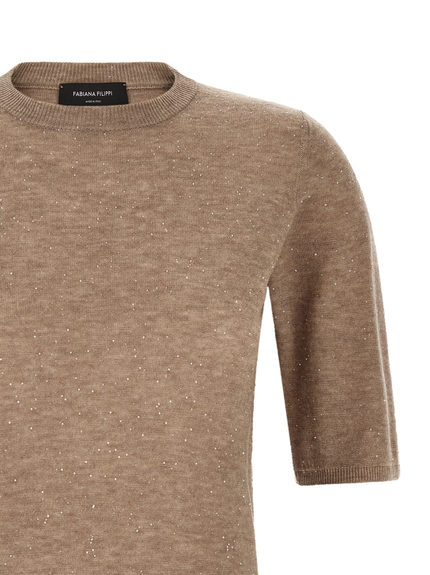 Fabiana Filippi Micro Sequin T-shirt Beige