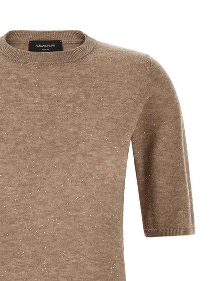 Fabiana Filippi Micro Sequin T-shirt Beige