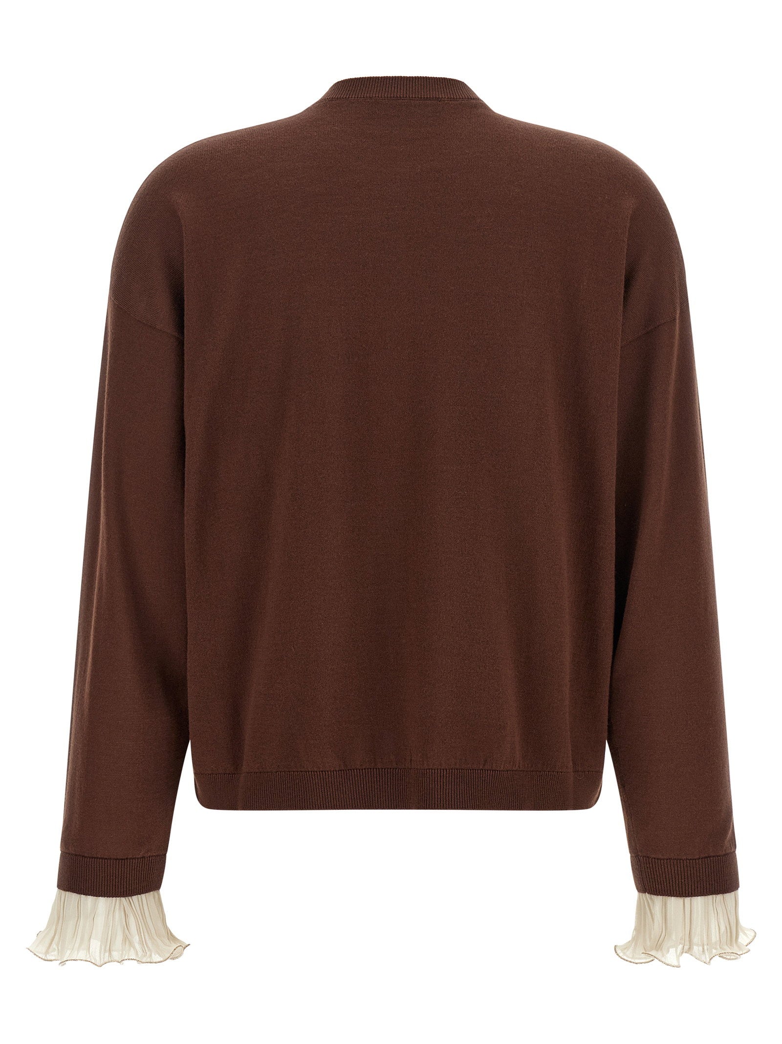 Fabiana Filippi Pleated Cuffs Sweater Brown