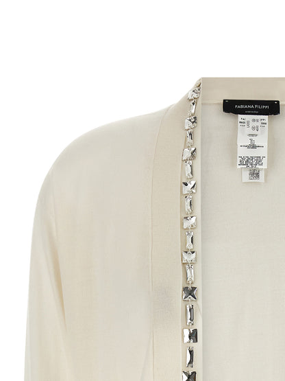 Fabiana Filippi Crystal Cardigan White