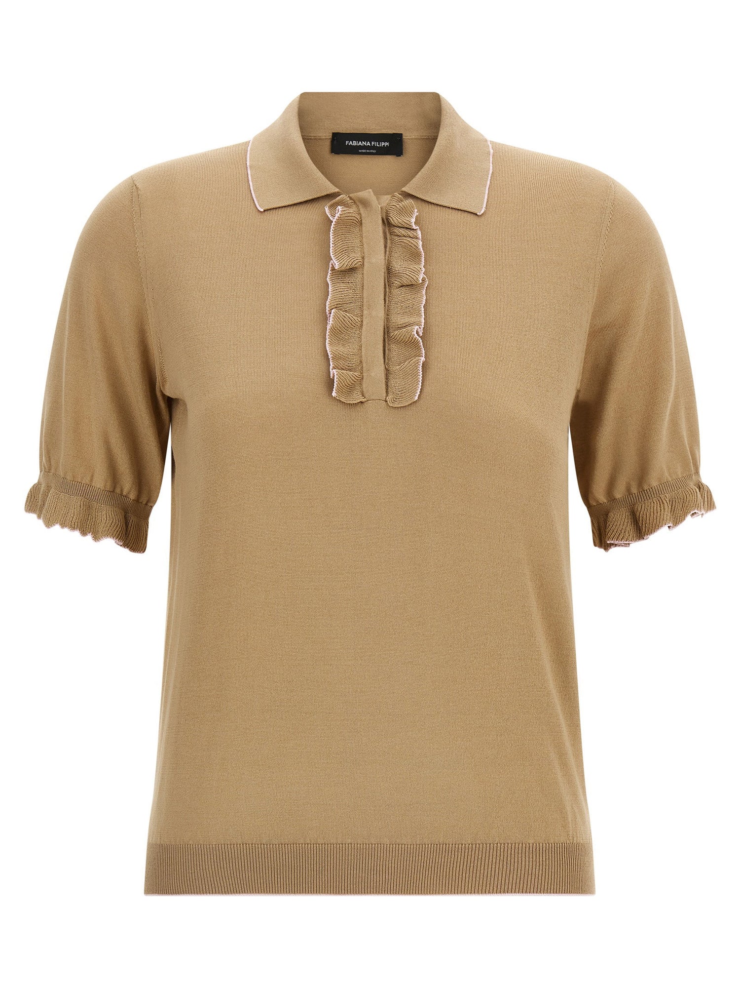 Fabiana Filippi Cotton Silk Polo Shirt Beige
