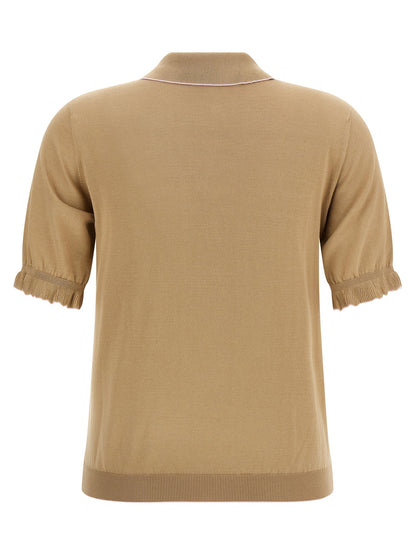 Fabiana Filippi Cotton Silk Polo Shirt Beige
