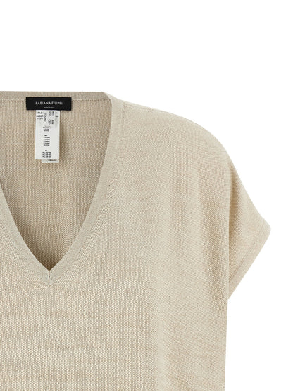 Fabiana Filippi Lamé Thread Sweater Gold