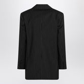 Max Mara Black Pinstriped Double-Breasted Wool Jacket Black