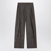 Brunello Cucinelli Wide-Leg Cotton Blend Trousers Brown