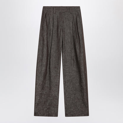 Brunello Cucinelli Wide-Leg Cotton Blend Trousers Brown
