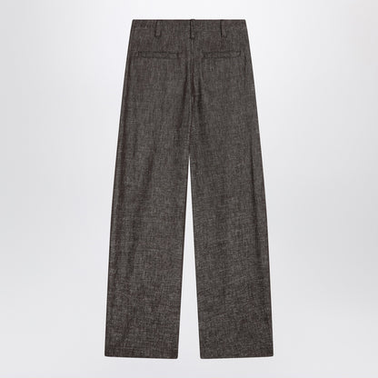 Brunello Cucinelli Wide-Leg Cotton Blend Trousers Brown