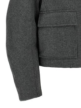 Brunello Cucinelli Shearling Collar Cropped Jacket Gray
