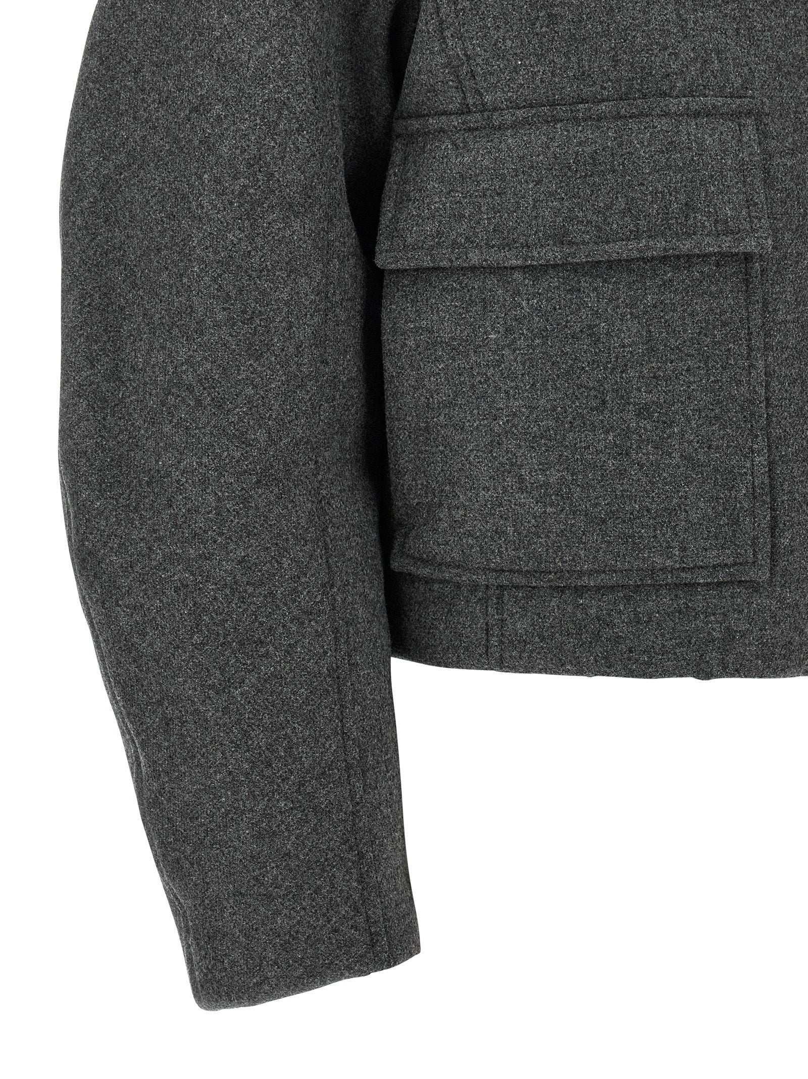 Brunello Cucinelli Shearling Collar Cropped Jacket Gray