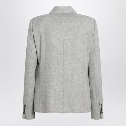 Brunello Cucinelli Grey Double-Breasted Virgin Wool and Cashmere Jacket Grey