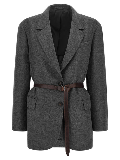 Brunello Cucinelli Single-breasted Blazer Gray