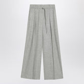 Brunello Cucinelli Wide-Leg Grey Wool-Cashmere Trousers Grey