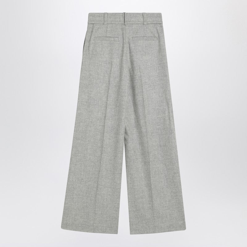 Brunello Cucinelli Wide-Leg Grey Wool-Cashmere Trousers Grey