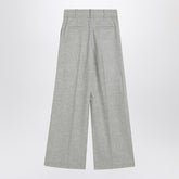 Brunello Cucinelli Wide-Leg Grey Wool-Cashmere Trousers Grey