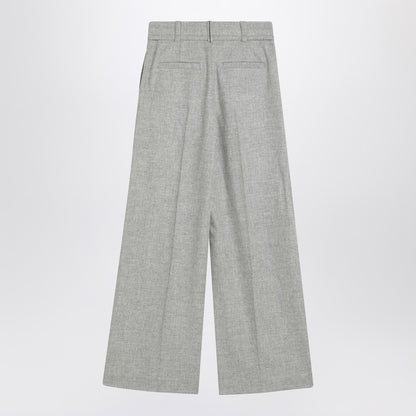 Brunello Cucinelli Wide-Leg Grey Wool-Cashmere Trousers Grey