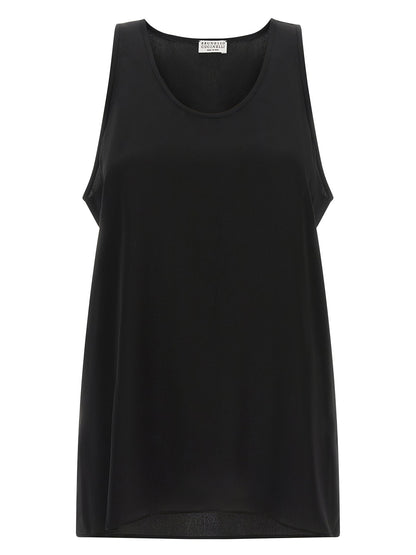 Brunello Cucinelli Monile Silk Top Black