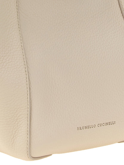 Brunello Cucinelli Sartorial Bucket Small Handbag Beige