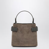 Brunello Cucinelli Top-Handle Essence Small Suede Bag with Precious Bands Brown
