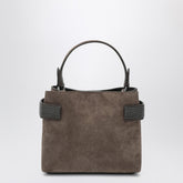 Brunello Cucinelli Top-Handle Essence Small Suede Bag with Precious Bands Brown