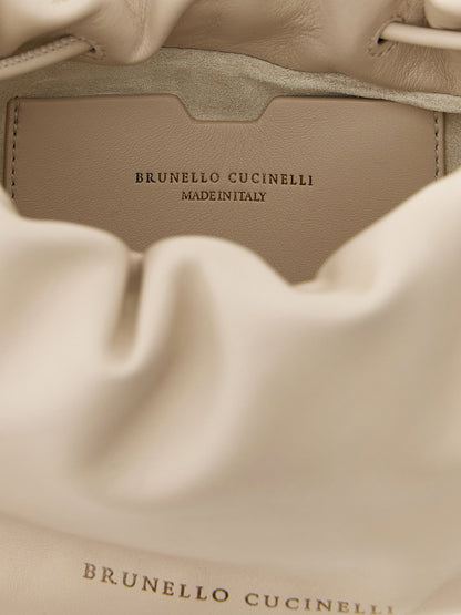 Brunello Cucinelli Bucket Mellow Mini Crossbody Bag White