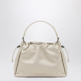 Brunello Cucinelli Small Ivory Leather Bucket Bag with Drawstring White